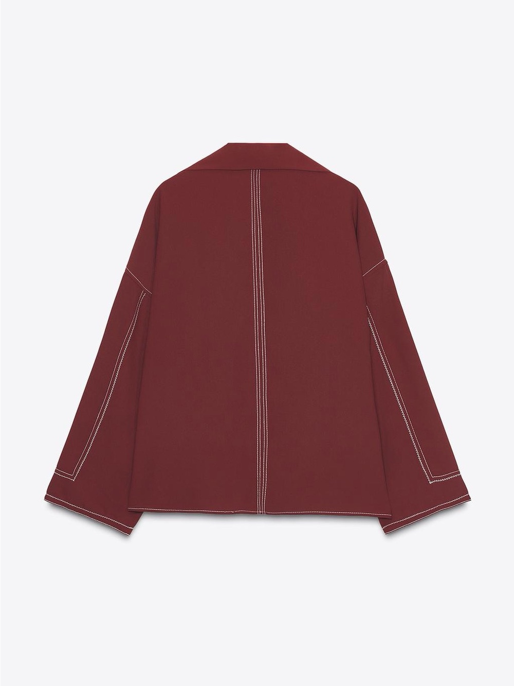 Zara Red Oversized Button-Front Top - Picture 5 of 12